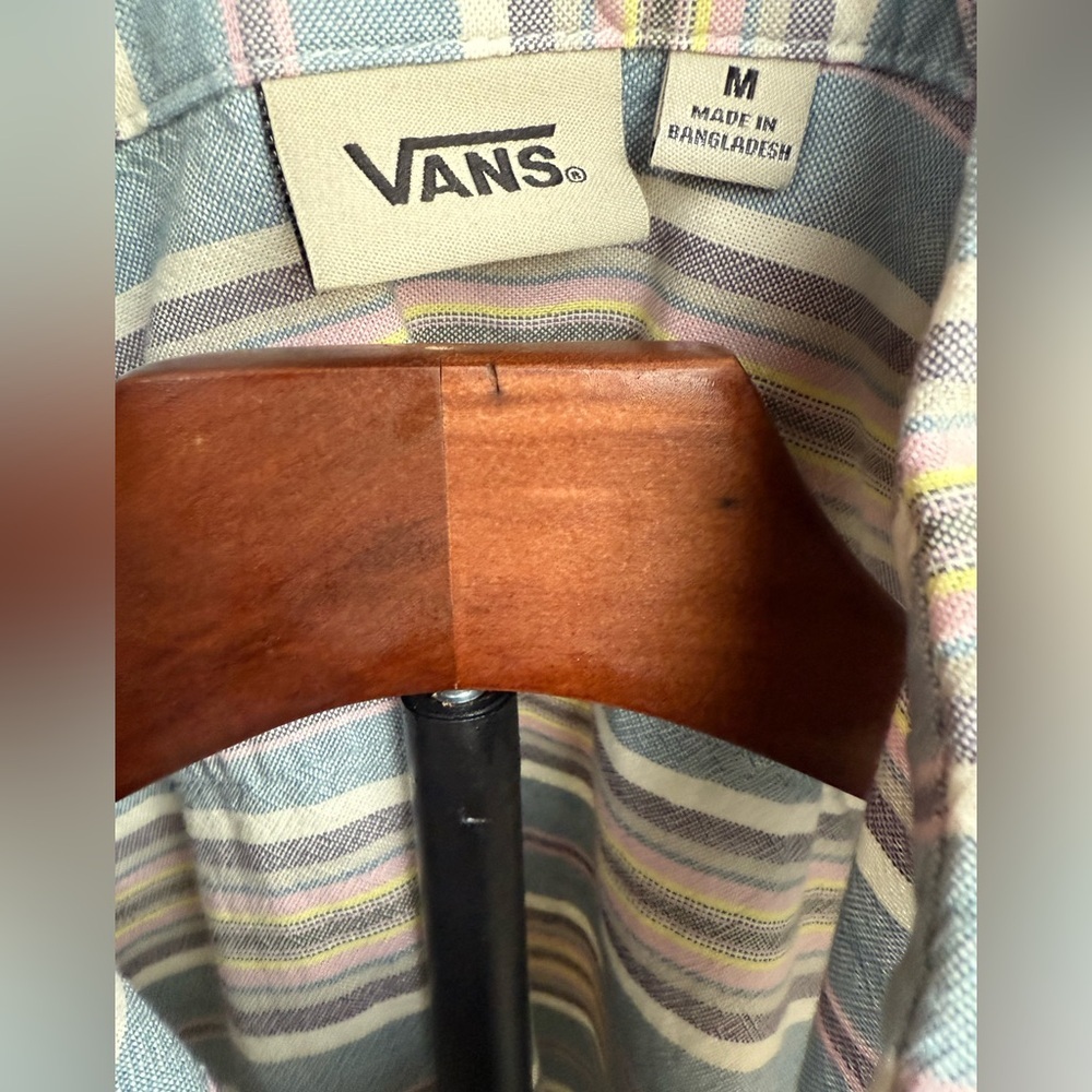 Vans Men's M Short Sleeve Multicolor Siesta Striped Button Down Shirt - Picture 4 of 8